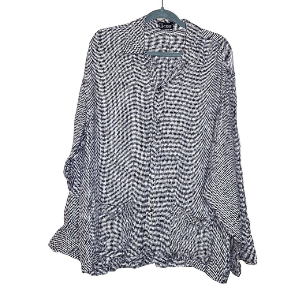 Messori Medium Mens Gray Regular Fit Long Sleeve Linen Button Up Shirt Jacket